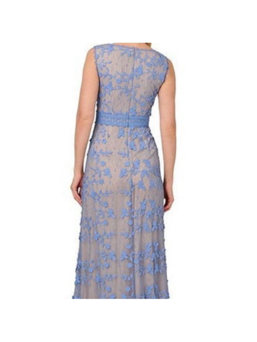 NWT Adrianna Pappell periwinkle embroidered Lace V-Neck Evening Gown dress - Picture 4 of 6